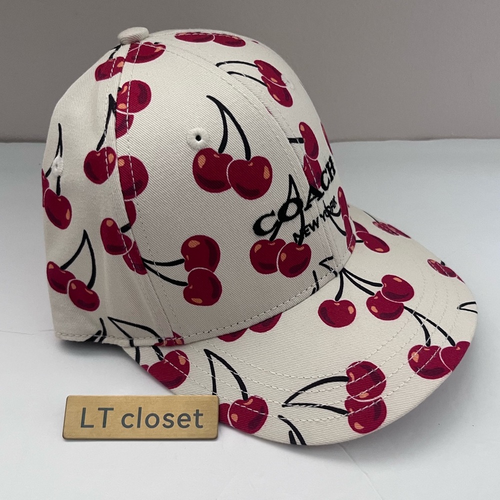 Last one!🍒 New Coach Cherry Swirl Print Baseball Hat M/L - Picture 4 of 7